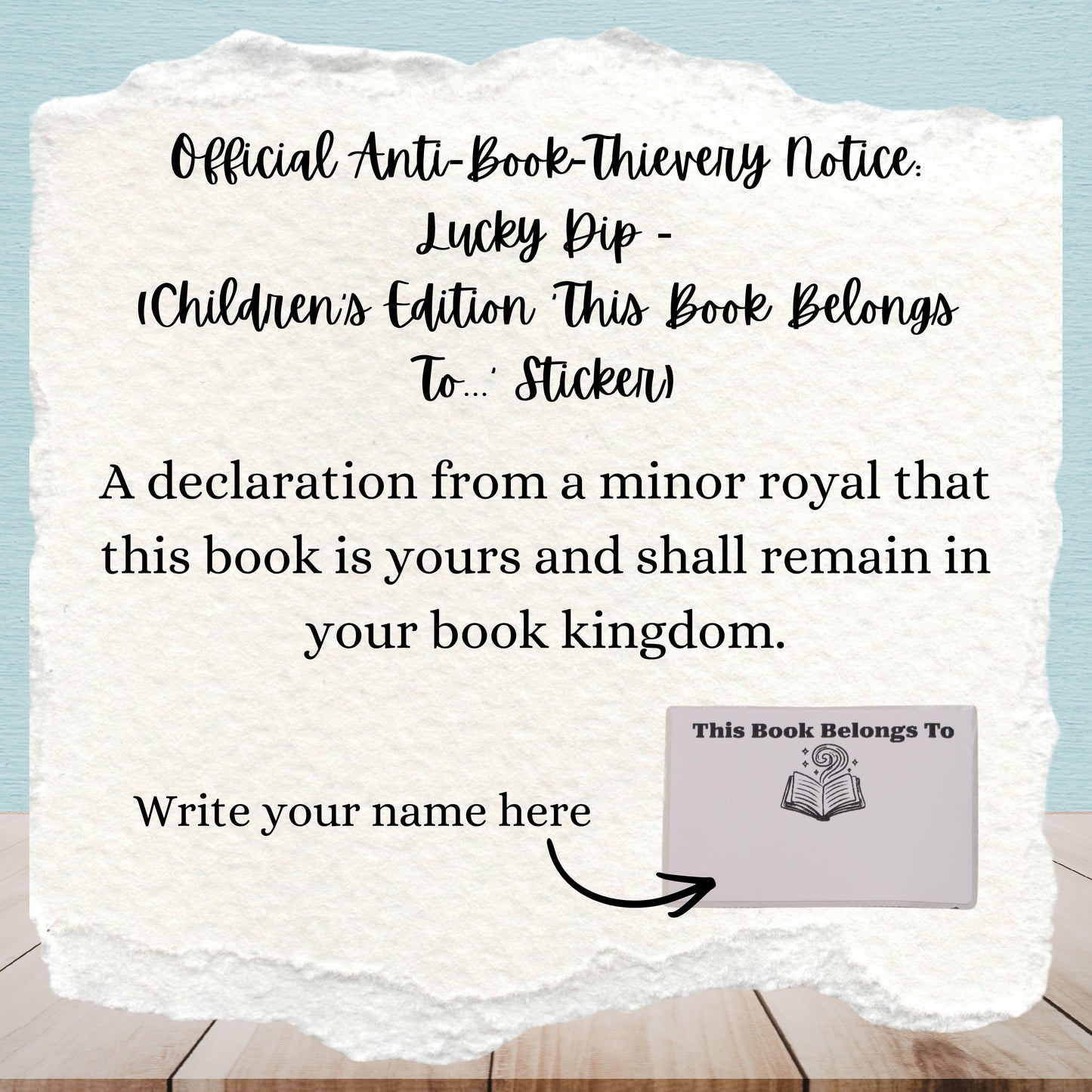 Official Anti-Book-Thievery Notice: Lucky Dip | Children’s Edition ‘This Book Belongs To...’ Stickers