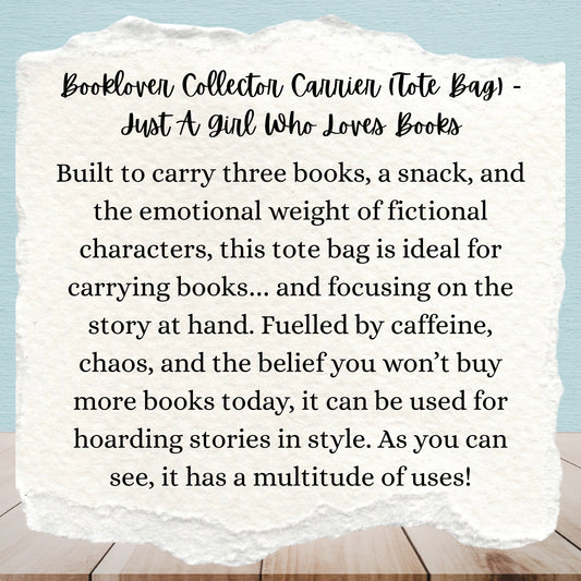 Booklover Collector Carrier | Just a Girl Who Loves Books | Tote Bags