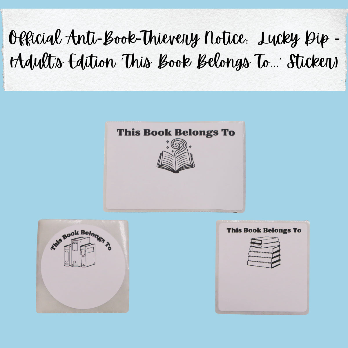 Official Anti-Book-Thievery Notice:  Lucky Dip | Adult’s Edition ‘This Book Belongs To...’ Stickers