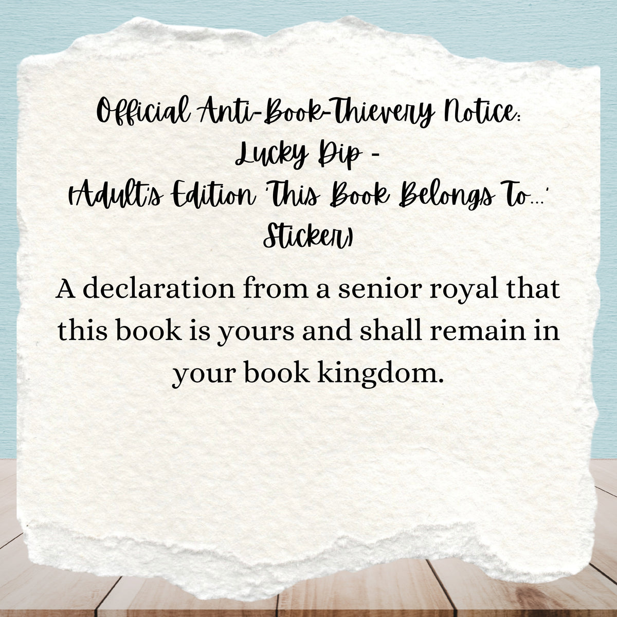Official Anti-Book-Thievery Notice:  Lucky Dip | Adult’s Edition ‘This Book Belongs To...’ Stickers