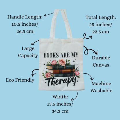 Booklover Collector Carrier | Books Are My Therapy | Tote Bags